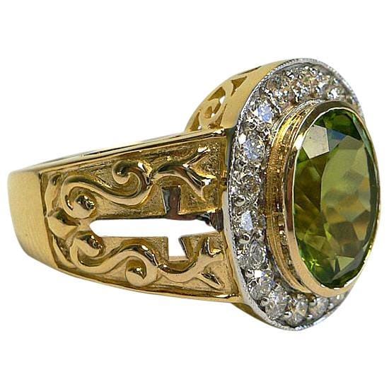 Men's Peridot Band in 14k White Gold - Garva Wedding Ring - Shop Now